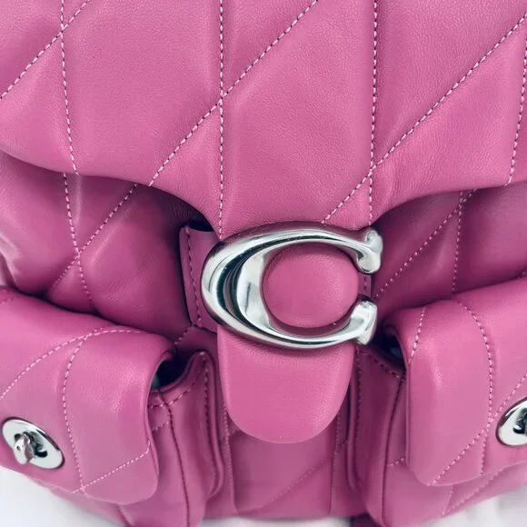 Coach Tabby Backpack Pillow Quilting Nappa Leather Pink Convertible Chain Strap - Picture 7 of 16